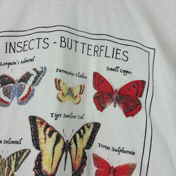 Hot Topic Butterfly Insect Tee Size Medium Rolled Sleeve Crew Neck  Cottagegoth - Picture 3 of 7